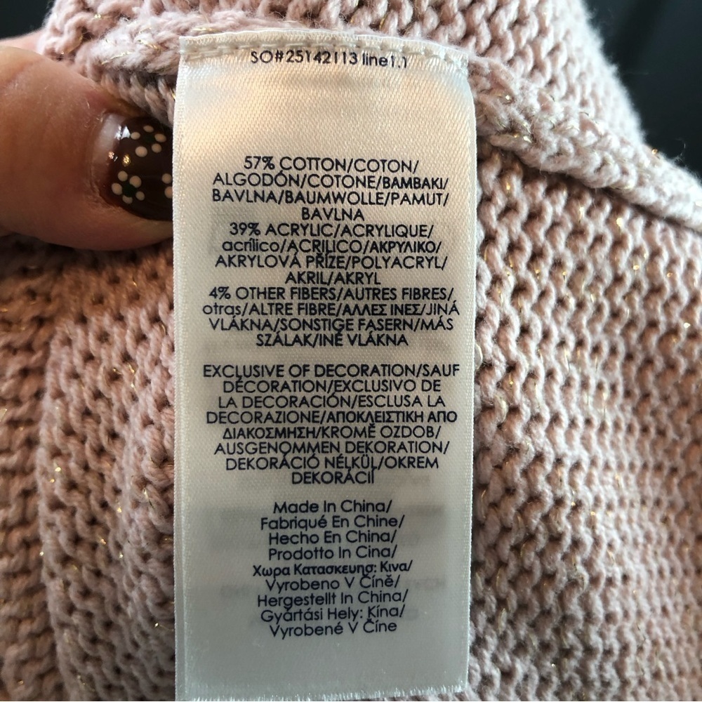 Chaps Pink Gold Leaf Stitch Boatneck Sweater - Picture 7 of 10